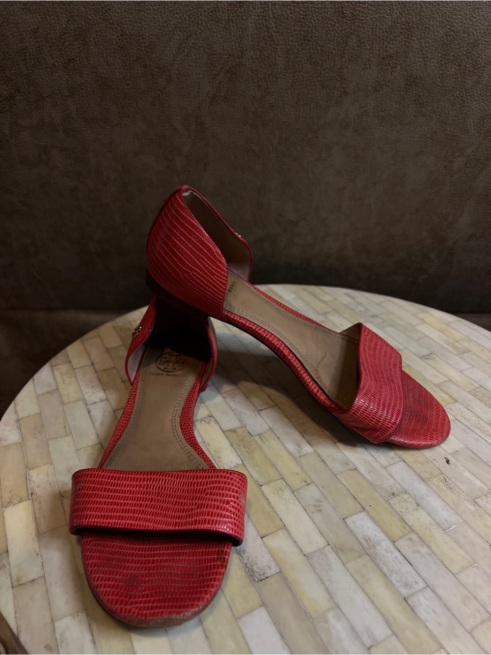 Tory Burch Red Women's Open-Toe Low Heel Sandals